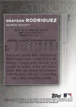 2020 Bowman Platinum - Top Prospects Icy #TOP-11 Grayson Rodriguez Back
