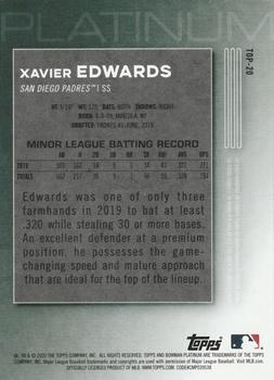 2020 Bowman Platinum - Top Prospects Icy #TOP-20 Xavier Edwards Back