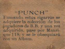1910 Punch Cigarros #NNO Jack Barry Back