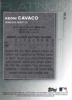 2020 Bowman Platinum - Top Prospects Blue #TOP-19 Keoni Cavaco Back