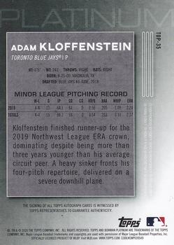2020 Bowman Platinum - Top Prospect Autographs #TOP-35 Adam Kloffenstein Back