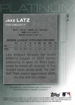 2020 Bowman Platinum - Top Prospect Autographs #TOP-78 Jake Latz Back