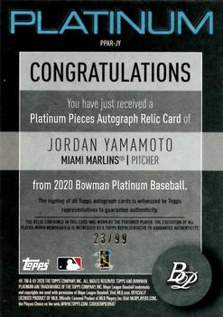 2020 Bowman Platinum - Platinum Pieces Autograph Relics #PPAR-JY Jordan Yamamoto Back