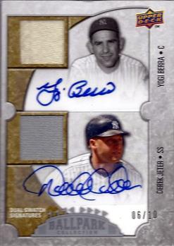 2009 Upper Deck Ballpark Collection - Dual Swatch Signatures #DD-JB Yogi Berra / Derek Jeter Front