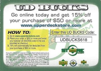 2002 Upper Deck - Upper Deck Advertisements #NNO Upper Deck Store UD Bucks Back