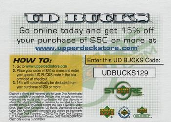 2002 Upper Deck - Upper Deck Advertisements #NNO Upper Deck Store UD Bucks Back