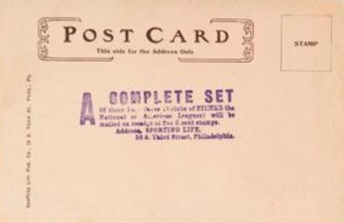 1906 Sporting Life Team Composites Postcards (W601) #NNO Philadelphia Athletics Team Composite Back