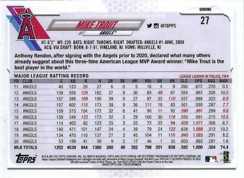 2021 Topps Chrome #27 Mike Trout Back