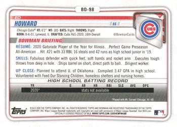 2020 Bowman Draft 1st Edition #BD-98 Ed Howard Back