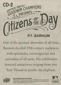 2009 Upper Deck Goodwin Champions - Citizens of the Day #CD-2 P.T. Barnum Back