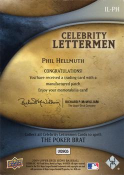 2009 Upper Deck Icons - Celebrity Lettermen #IL-PH Phil Hellmuth Back