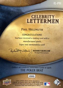 2009 Upper Deck Icons - Celebrity Lettermen #IL-PH Phil Hellmuth Back