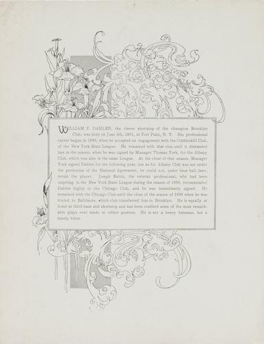1899-00 Sporting News Supplements M101-1 #NNO Bill Dahlen Back
