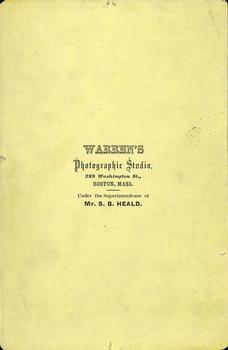 1871-72 Warren Studio Boston Red Stockings Cabinets #NNO Harry Wright Back