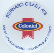 1995 Colonial St. Louis Cardinals Collectors Set Milk Caps #NNO Bernard Gilkey Back