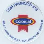 1995 Colonial St. Louis Cardinals Collectors Set Milk Caps #NNO Tom Pagnozzi Back
