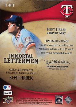 2009 Upper Deck Icons - Immortal Lettermen #IL-KH Kent Hrbek Back