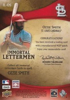 2009 Upper Deck Icons - Immortal Lettermen #IL-OS Ozzie Smith Back