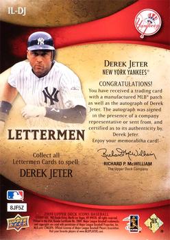 2009 Upper Deck Icons - Lettermen Autographs #IL-DJ Derek Jeter Back