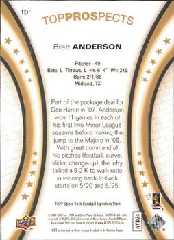2009 Upper Deck Signature Stars #101 Brett Anderson Back