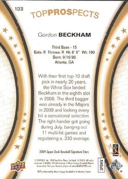2009 Upper Deck Signature Stars #103 Gordon Beckham Back