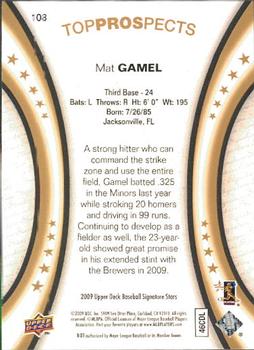2009 Upper Deck Signature Stars #108 Mat Gamel Back