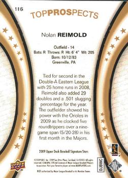 2009 Upper Deck Signature Stars #116 Nolan Reimold Back