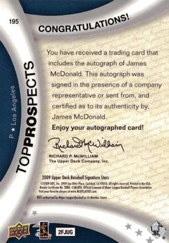 2009 Upper Deck Signature Stars #195 James McDonald Back