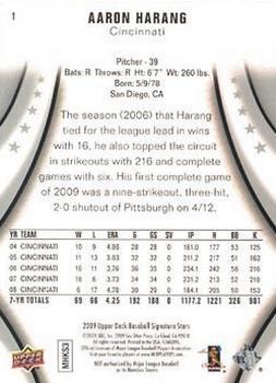 2009 Upper Deck Signature Stars #1 Aaron Harang Back