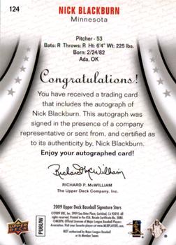 2009 Upper Deck Signature Stars #124 Nick Blackburn Back