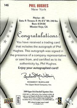 2009 Upper Deck Signature Stars #146 Phil Hughes Back