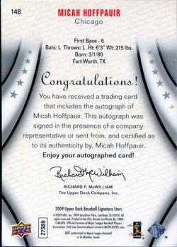 2009 Upper Deck Signature Stars #148 Micah Hoffpauir Back