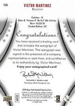 2009 Upper Deck Signature Stars #156 Victor Martinez Back