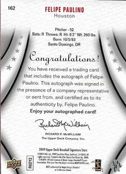 2009 Upper Deck Signature Stars #162 Felipe Paulino Back