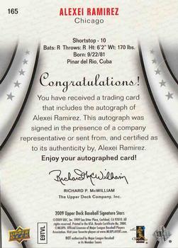2009 Upper Deck Signature Stars #165 Alexei Ramirez Back