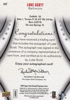 2009 Upper Deck Signature Stars #167 Luke Scott Back