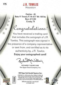 2009 Upper Deck Signature Stars #175 J.R. Towles Back
