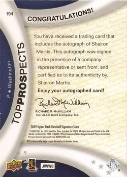 2009 Upper Deck Signature Stars #194 Shairon Martis Back