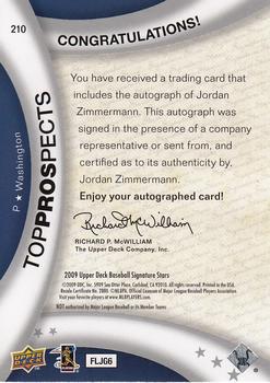 2009 Upper Deck Signature Stars #210 Jordan Zimmermann Back