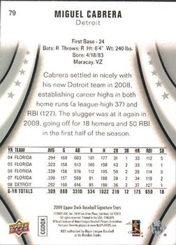 2009 Upper Deck Signature Stars #79 Miguel Cabrera Back