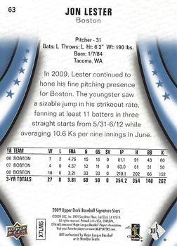 2009 Upper Deck Signature Stars - Blue #63 Jon Lester Back