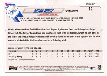 2021 Topps Opening Day #12 Mitch White Back