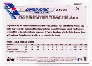 2021 Topps Opening Day #57 Santiago Espinal Back