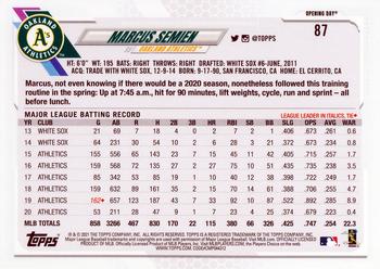 2021 Topps Opening Day #87 Marcus Semien Back