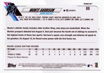 2021 Topps Opening Day #88 Monte Harrison Back