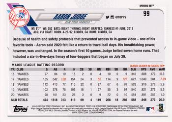 2021 Topps Opening Day #99 Aaron Judge Back