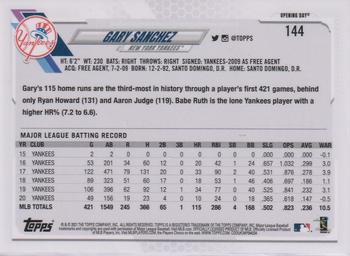 2021 Topps Opening Day #144 Gary Sanchez Back