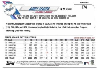 2021 Topps Opening Day #174 Corey Seager Back