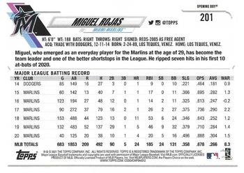 2021 Topps Opening Day #201 Miguel Rojas Back
