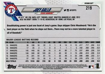 2021 Topps Opening Day #219 Joey Gallo Back